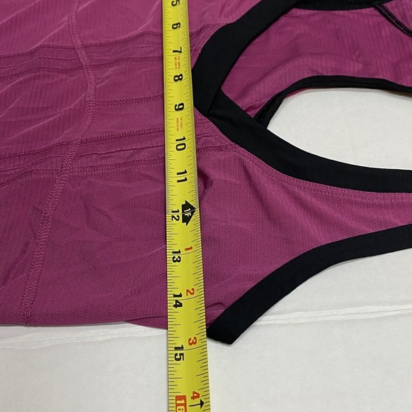 Lululemon Run Skim Singlet Tank Size 6 Racerback Raspberry with Black Trim Rare - Picture 8 of 9